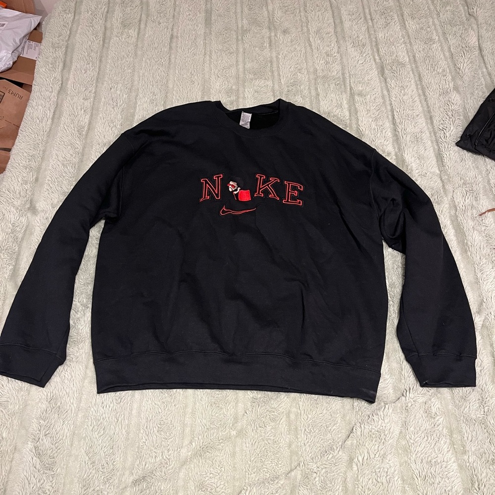 Nike Women's Black Sweatshirt with Red Logo